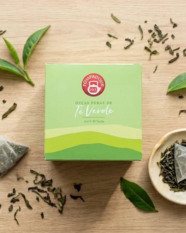 Hojas Puras de Té Verde Pompadour · 15 bolsitas